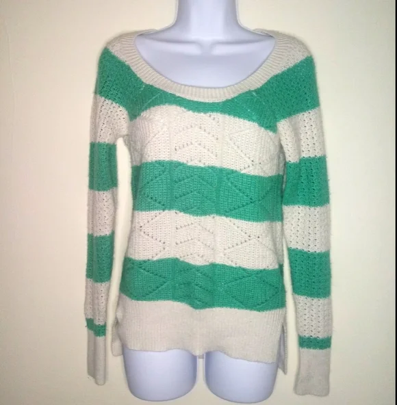 SO green and white striped knit sweater - Picture 10 of 14